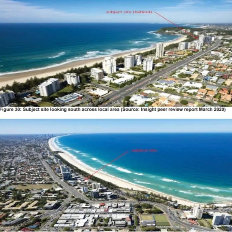 The site for the proposed twin towers at Burleigh on the Gold Coast