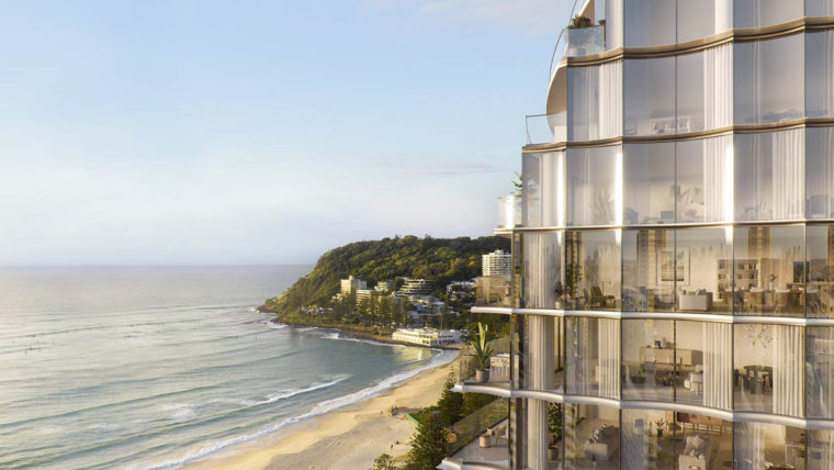 Artist impression of the Mondrian five-star hotel and residences planned for Burleigh on the Gold Coast.