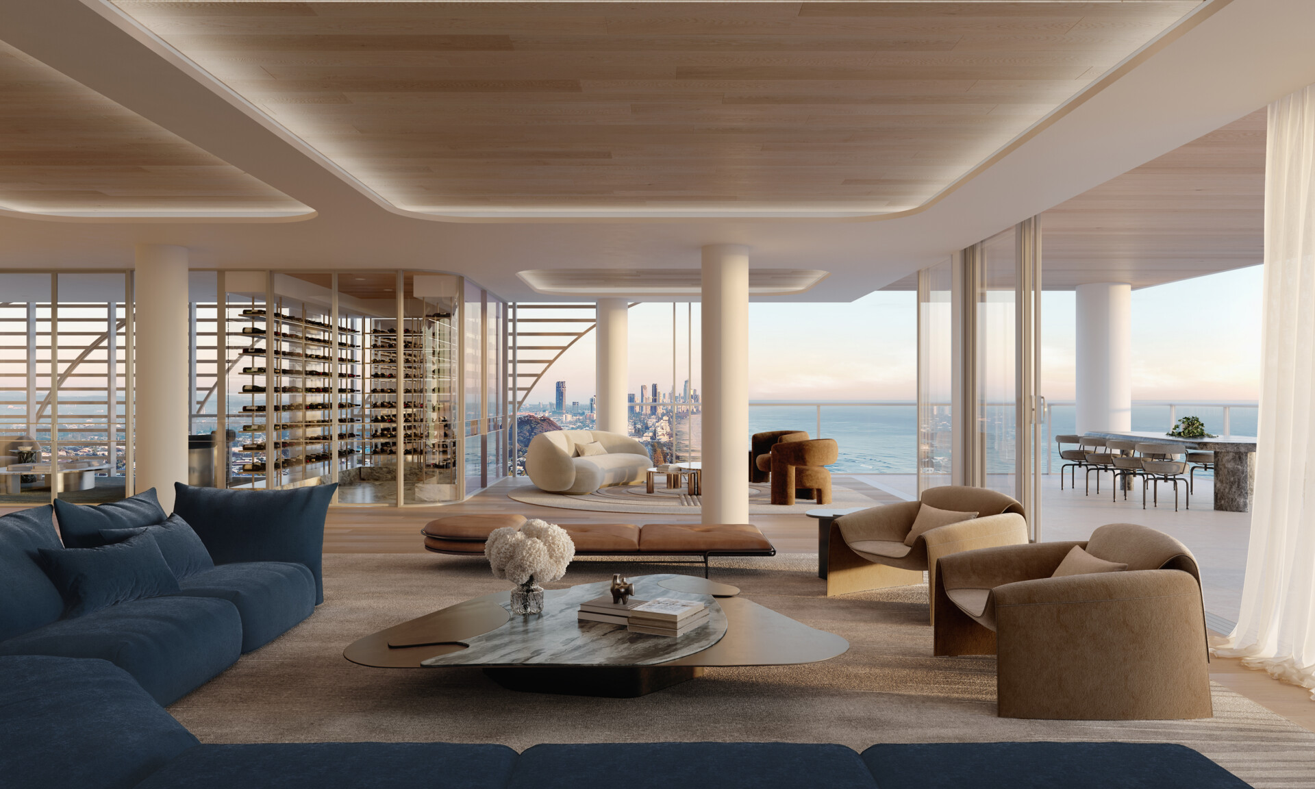 Burly Residences - Penthouse Living Area Render