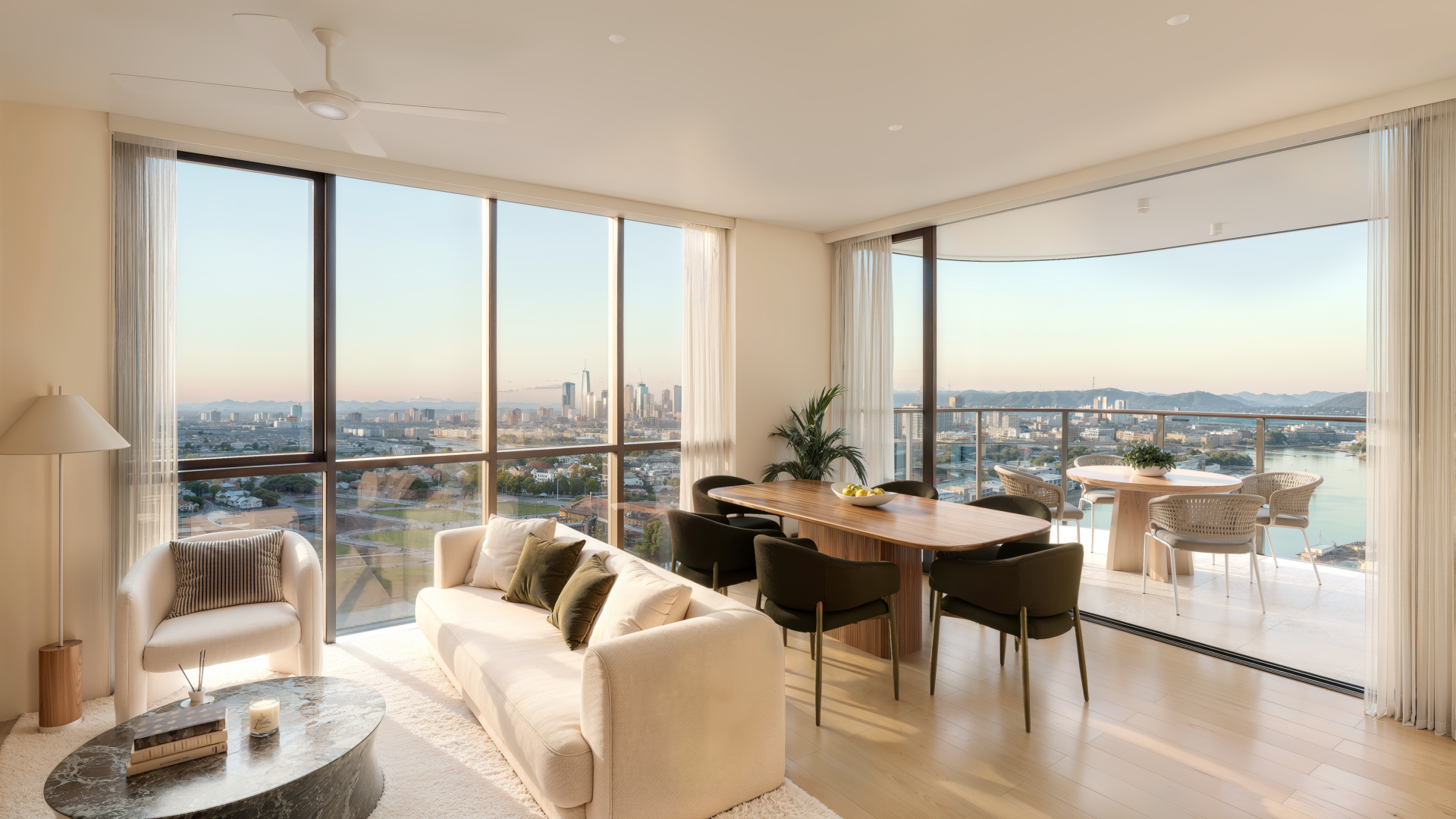 Duet Porta Artist Impression Apartment Type T06 Living Dining Balcony